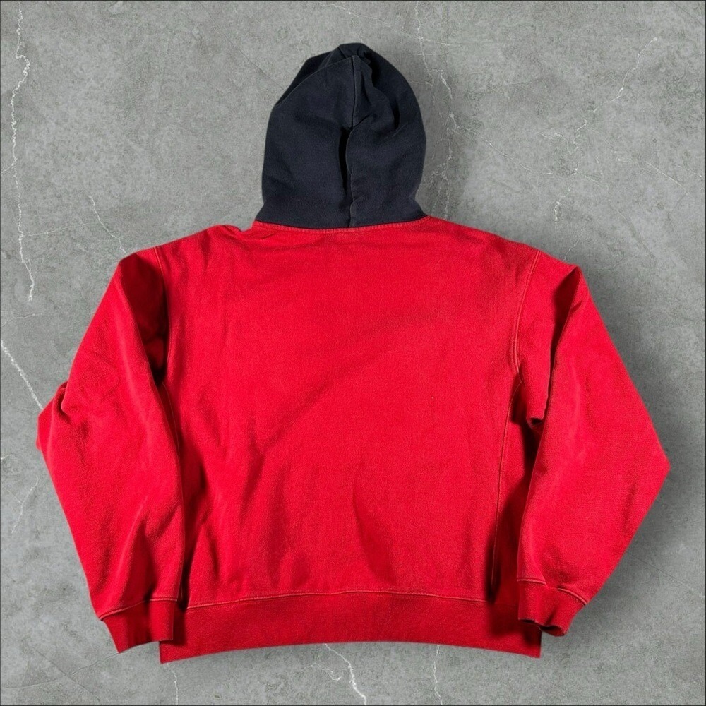 Kith Hoodie Mens Large Red Blue Colorblock Pullover Two Tone Contrast Sweatshirt - Picture 6 of 6
